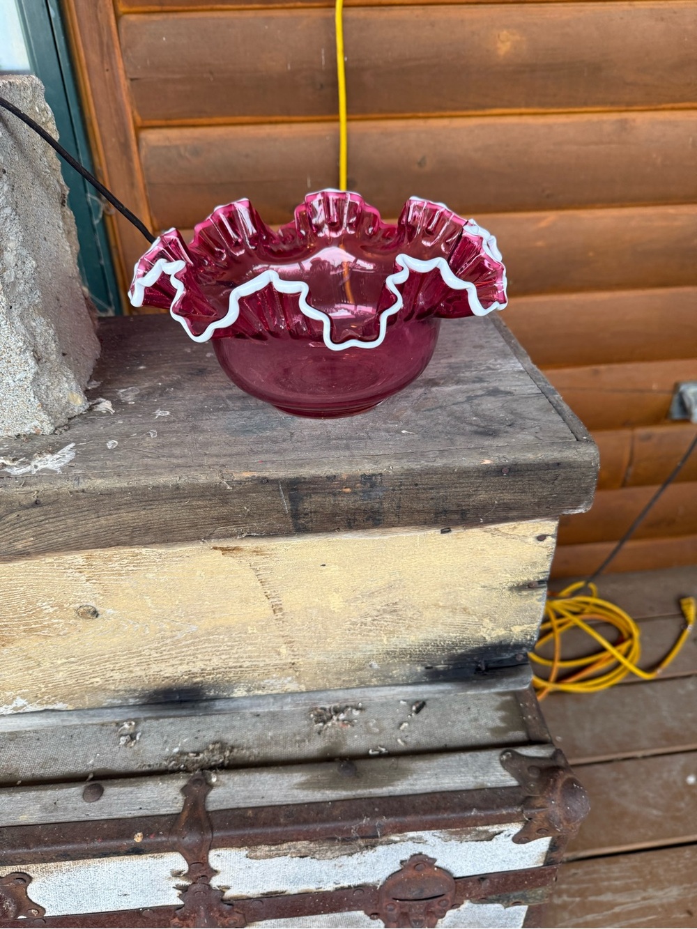 Antique pink bowl